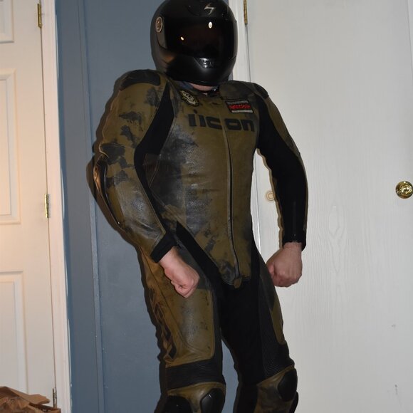 Icon Hypersport Battlescar leather motorcycle 🏍 suit size US 46/ EURO56 - Picture 15 of 16